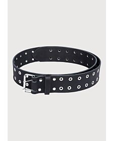 black lather silver studs kilt belt
