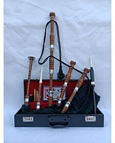 Black Watch Tartan Natural Finish Bagpipe Set