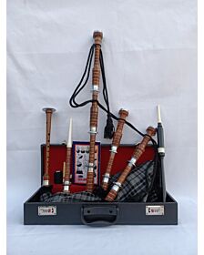Grey Watch Tartan Natural Finish Bagpipe Set