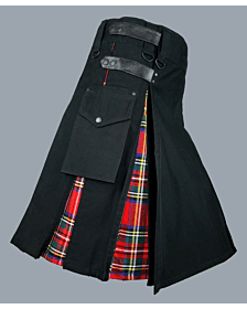 Black  hybrid kilt with royal Stewart tartan