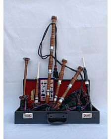 Scottish National Tartan With Natural Finish Bagpipe Set