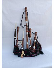 Scottish National Tartan With Natural Finish Bagpipe Set