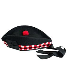 Scottish wool glengarry hat red Torie ribbon