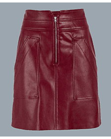 Beautiful Maroon Leather Utility Skirt For Women