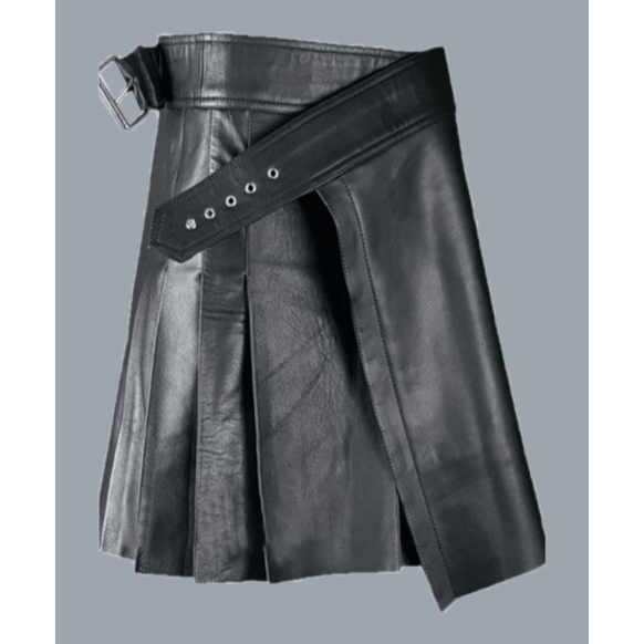 New Black Leather Utility Kilt
