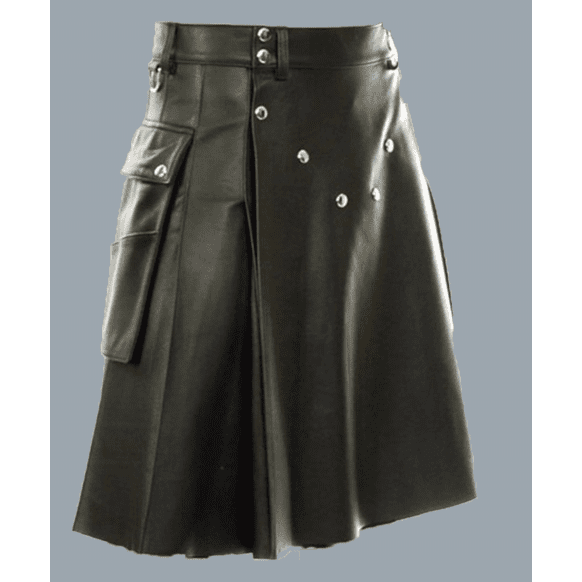 Beautiful black leather utility kilt