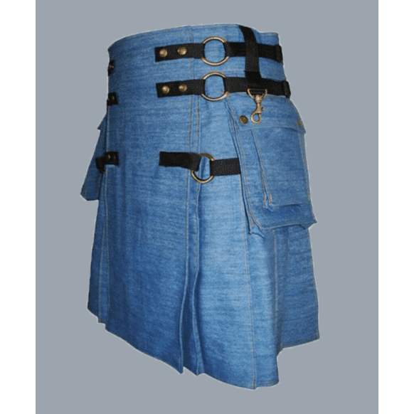 blue denim kilt for men