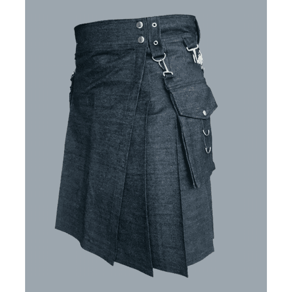 Gray Denim Fashion Kilt For Men