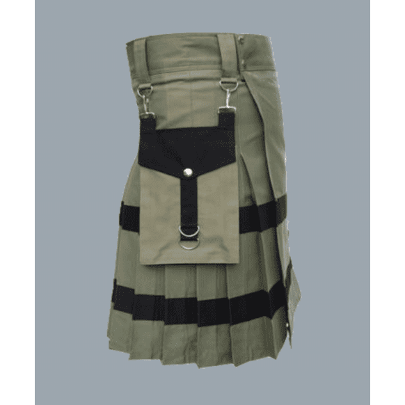 Buy New Black Olive Green Utility Skirt Kilt