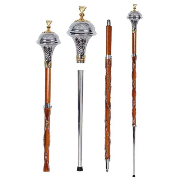 Chrome Head With Gold Irish Harp Major Mace Stave & Stick