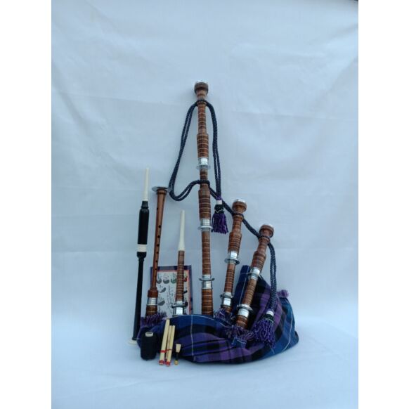 Pride Of Scotland Tartan Natural Finish Bagpipe Set
