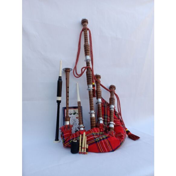 Beautiful Bagpipe Set With Royal Stewart Tartan 