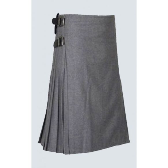 Solid Grey Tartan Kilt for men