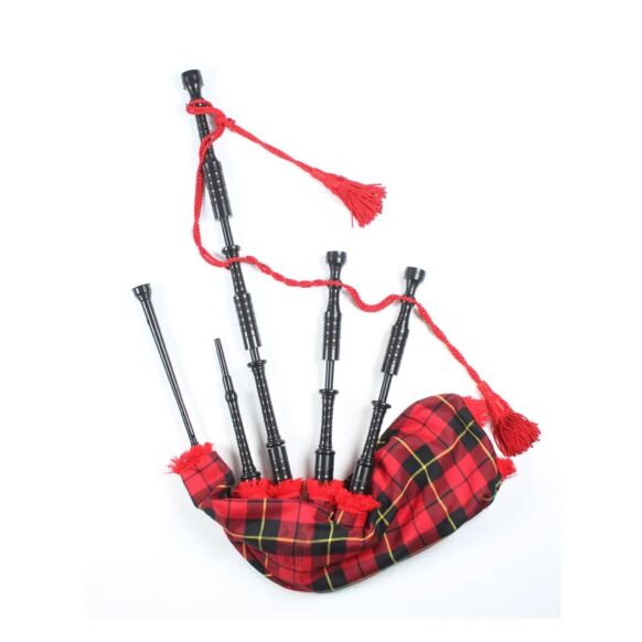 Wallace Tartan Complete Black Bagpipe Set