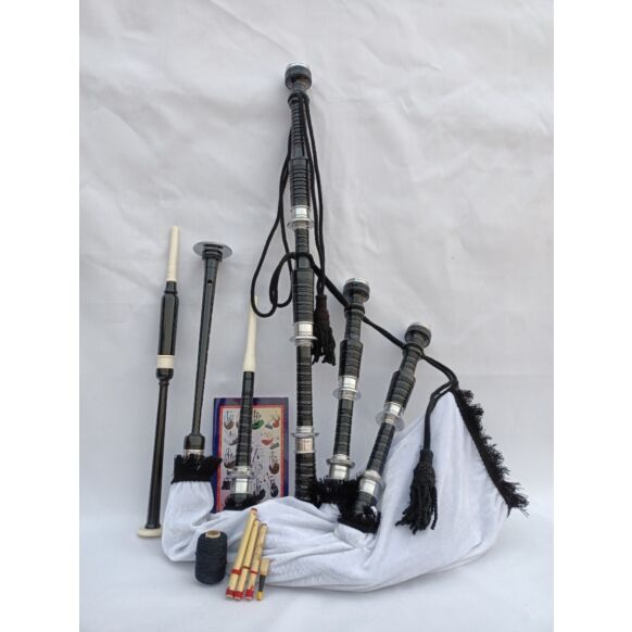 White Velvet Highland Bagpipe Set